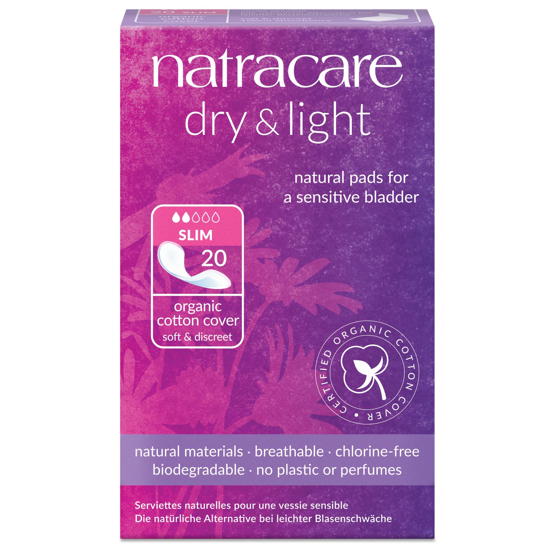 Natracare Dry & Light, Slim Natural & Absorbent Pads 20 pcs