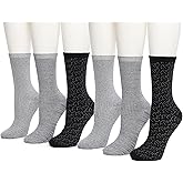 Cuddl Duds Women Super Soft 6 Pair Pack Modern Multicolor Easy Care Crew Midweight Socks