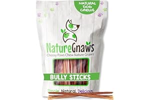 Nature Gnaws Super Skinny Bully Sticks for Small Dogs 5-6" (40 Count) - Long Lasting for Light Chewers and Puppies - Extra Thin Natural Beef Dog Chew Treats