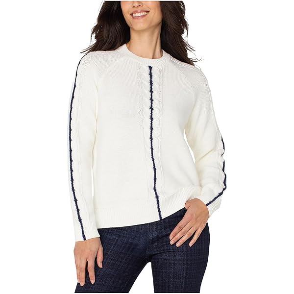 Liverpool Los Angeles Women Long Sleeve Crew Neck Sweater Black