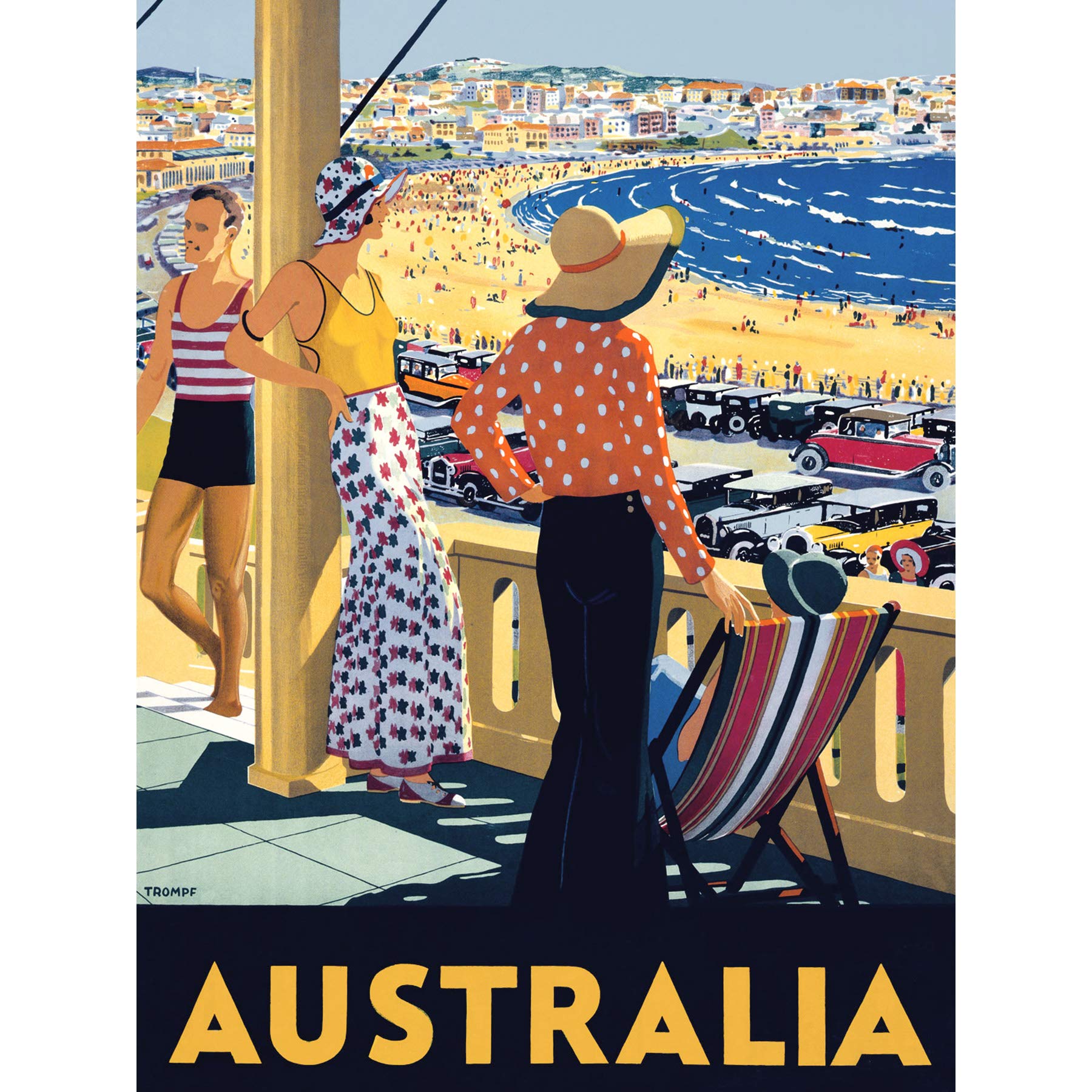 Wee Blue Coo Australia Travel Bondi Beach Sea Sun Large Wall Art Poster Print Thick Paper 18X24 Inch