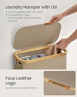 SONGMICS 65 L Slim Laundry Basket with Lid and Removable Liner Camel Brown view 4