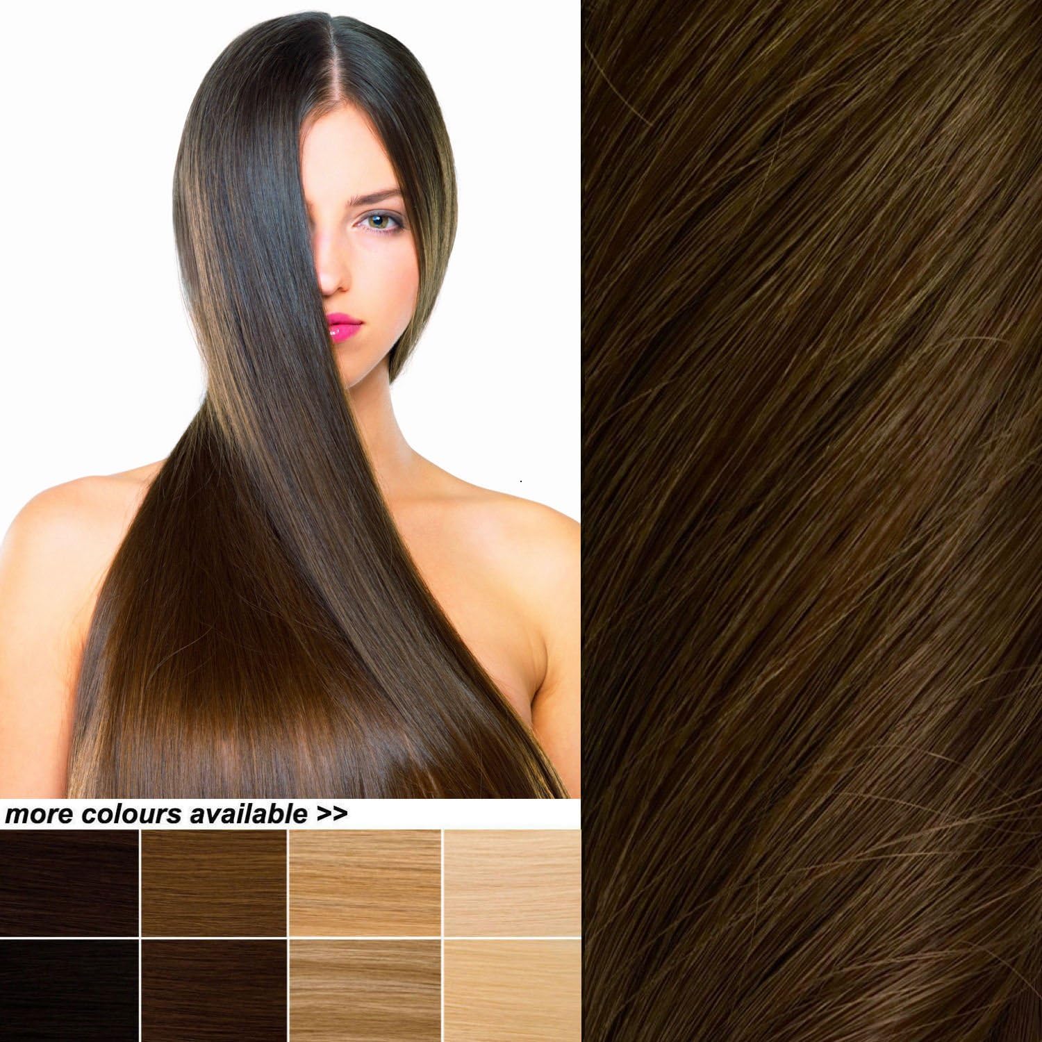 THE POSH HAIR. Hair Extensions BOUTIQUE. Full Head Clip in Real REMY Human Hair Extensions Clip on Hair Extension (24 inch/120g, 2 DARKEST BROWN)