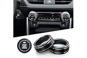 Polodunn for Toyota RAV4 Accessories 2025 2024 2023 2022 2021 2020 2019 -Air Conditioning Knob Covers, Push Start Button Cover Trim Rings 4pcs (Black)