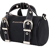 True Religion Metal Plaque Quilted Crossbody Bag, Quilted Shoulder Purse with Gold Logo and Adjustable Handbag