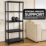 Crystals 5 Tier Plastic Shelving Unit Black 60x30x173cm Garage Storage view 2