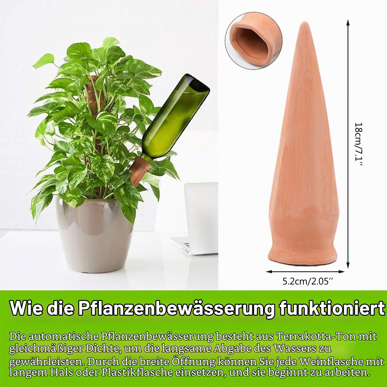 MKNZOME Bewässerungssystem, 8 Stück Automatische Wasserspender Pflanze Ollas Bewässerung Ton Bewässerungskugeln für Garten Balkon Zimmerpflanzen Blumen 6