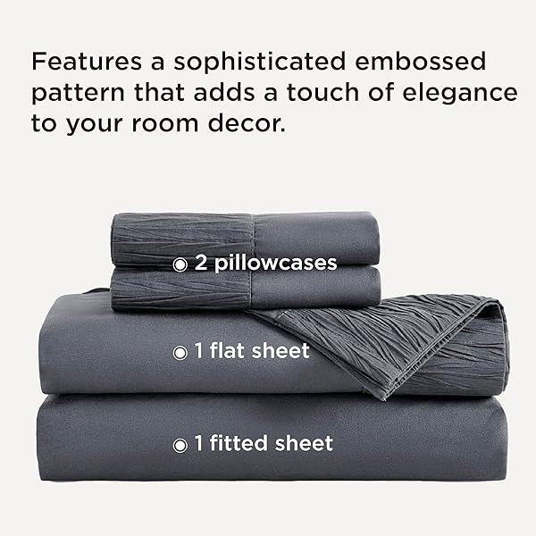 BEDSURE QUEEN SHEET SET – 4 PIECES SOFT QUEEN SIZE SHEETS – BREATHABLE & COOLING – HOTEL LUXURY – EASY CARE POLYESTER MICROFIBER BEDDING FOR WOMEN, MEN, DARK GREY