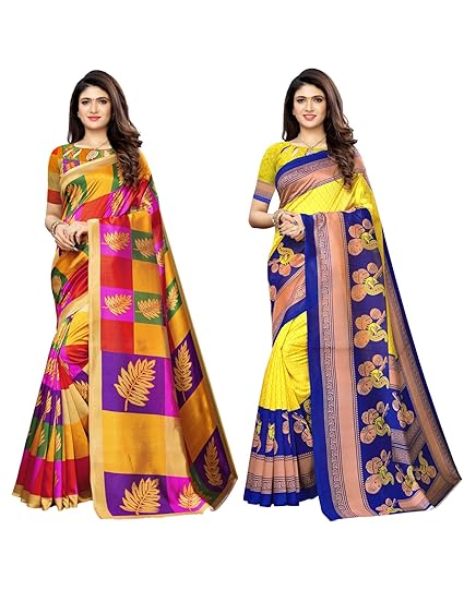 Women's Art Silk Printed Saree Combo Pack of 2