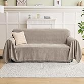 LOMAO Couch Cover Sofa Covers for 3 Cushion Sectional Couch Covers L Shape Couch Cover with Tassel Sofa Protector Washable Reversible Chenille Sofa Slipcover for Pet (Khaki,Large(71 * 118))