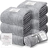 Moukeren 6 Pack Employee Appreciation Gifts Thank You Blankets Bulk, 50 x 60 Inch Fuzzy Cozy Blankets with Inspirational Quote, Soft Flannel Throws for Teachers Nurses(6 Pack,Gray,Kinder)
