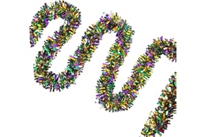 WILLBOND 3 Pieces 49 ft Mardi Gras Tinsel Garland Decorations Purple Green Gold Metallic Festooning Garland Glittering Sparkling for Mardi Gras Party Carnival Indoor Outdoor Hanging Decor New Year
