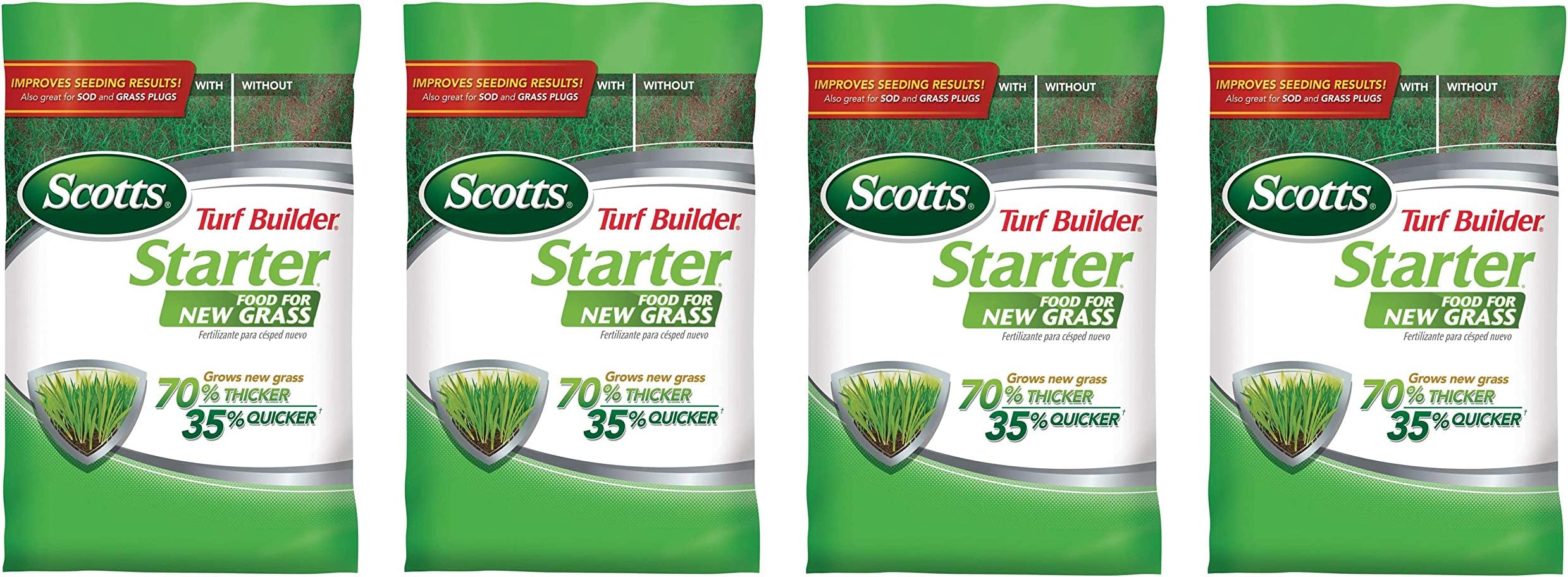 Scotts Turf Builder Starter Food for New Grass, 3 lb. - Lawn Fertilizer for Newly Planted Grass, Also Great for Sod and Grass Plugs - Covers 1,000 sq. ft. (Fоur Расk)