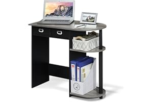 Furinno GO GREEN Desk, Gaming Desk with 2 Side Shelves and Storage Bins, Computer Desk, Office Desk for Home Office, Study Room, Dorm, Bedroom, French Oak