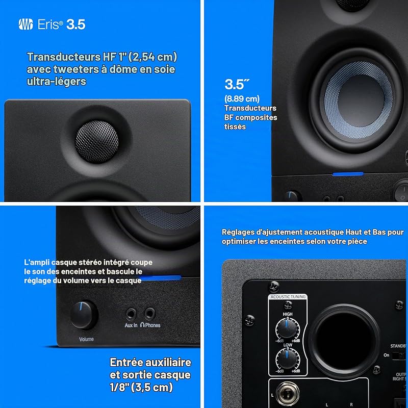 Eris 3.5 Gen 2, Enceintes Actives 3,5" de Bureau pour Multimédia, Gaming, Production Musicale de Qualite Studio, Puissance de 50 W