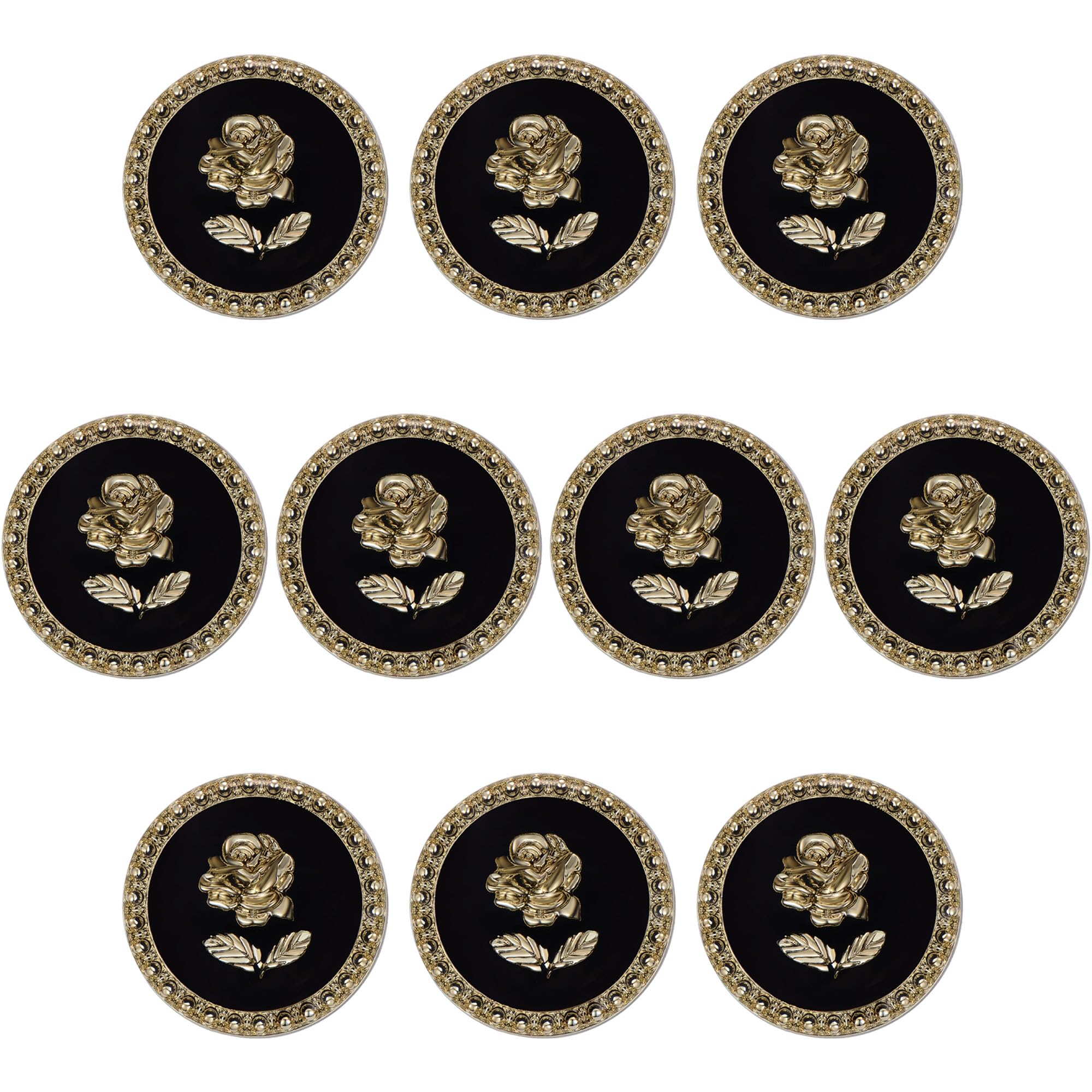ftiemlovde 10 Novelty Brass Gold and Black Buttons for Blazer，Vintage Style Large Button Metal for Cardigan Crafting， Decorative Jacket Button for Sewing Women（A10 25mm）