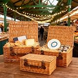 Wickerfield Large Honey Wicker Gift Basket with Lid & Handle - Picnic Hamper view 5