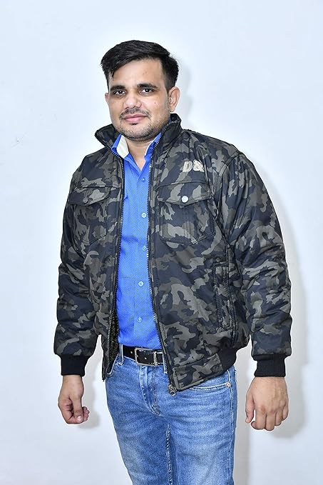 Opulent Sd Men Light Weight Winter Jacket Jungal Print M