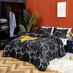 CLOTHKNOW Black White Queen Comforter Set 3Pcs