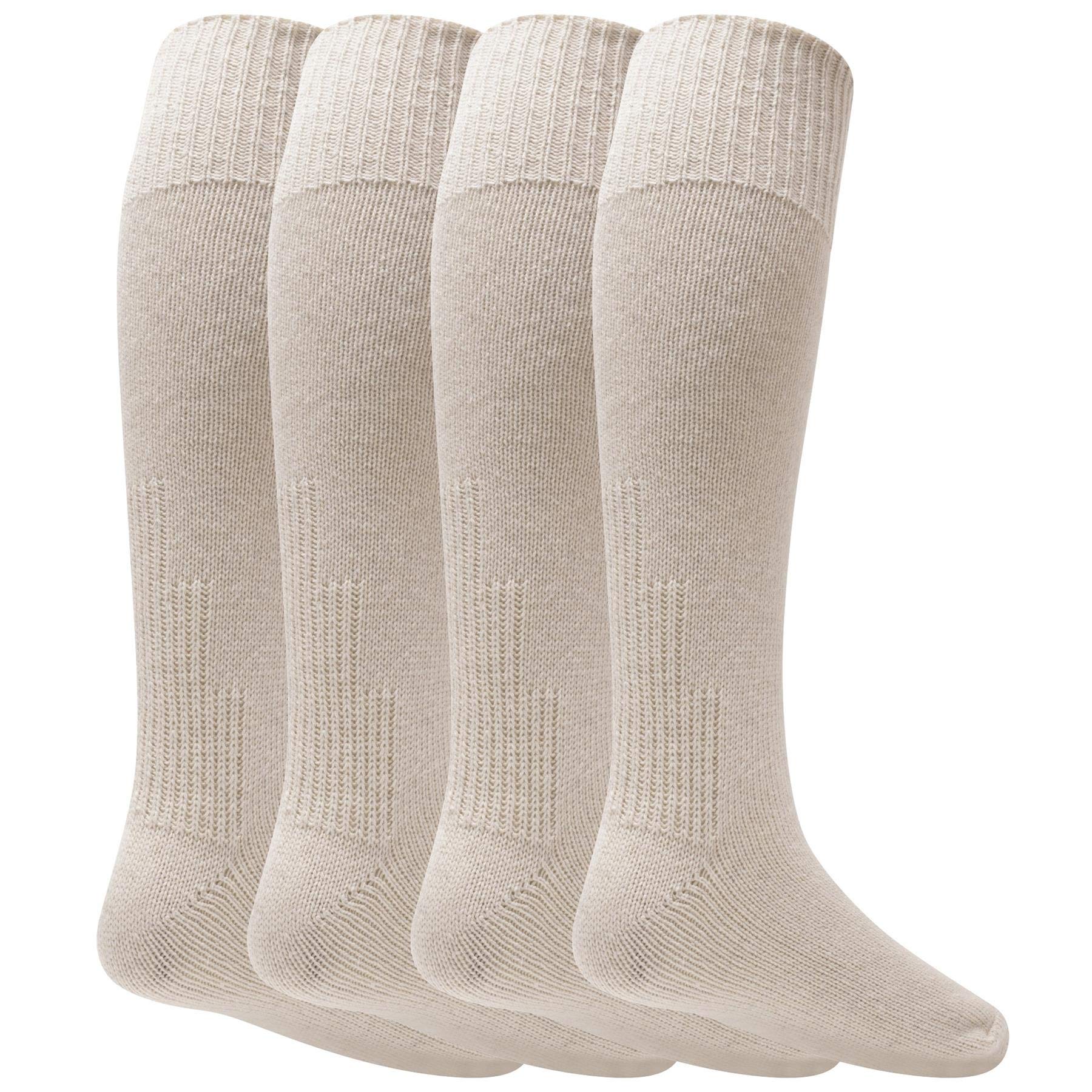 Mens Knee High Fisherman Socks - Pack of 4 - Angling Boot Country Fishing Socks - 50% Wool - UK Size 6-11 - (CREAM)