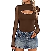 Avidlove Women Long Sleeve Thong Bodysuit Turtle Neck Shapewear Sexy Mesh Top Double Lined Cutout Shirt XS-2XL
