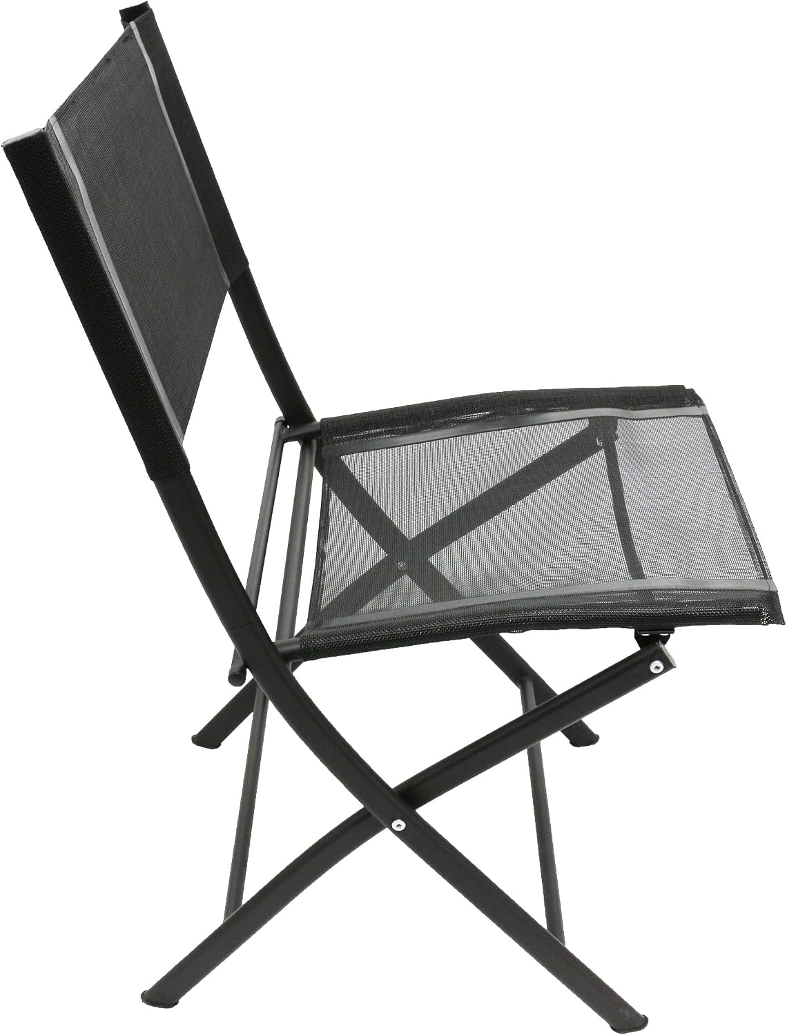 Homecall Garden camping folding chair black textilene, 62 cm x 46 cm x 86 cm - Image 4