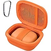 co2CREA Hard Case for Beats Powerbeats Pro 2 with Carabiner Clip, Shockproof Earbuds Storage Box – Protective Travel Cover for Powerbeats Pro 2 Wireless Bluetooth Earbuds (Electric Orange Case)