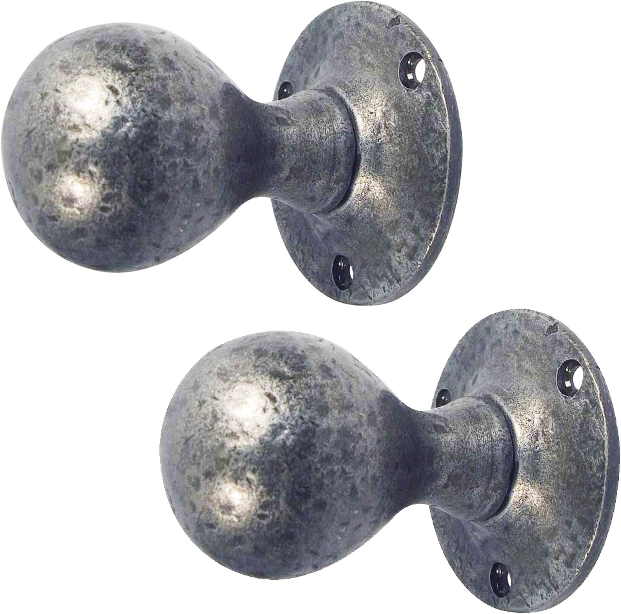 OriginalForgery Rustic Round Door Knobs Handles Pewter Finish Cast Iron (PEW5)