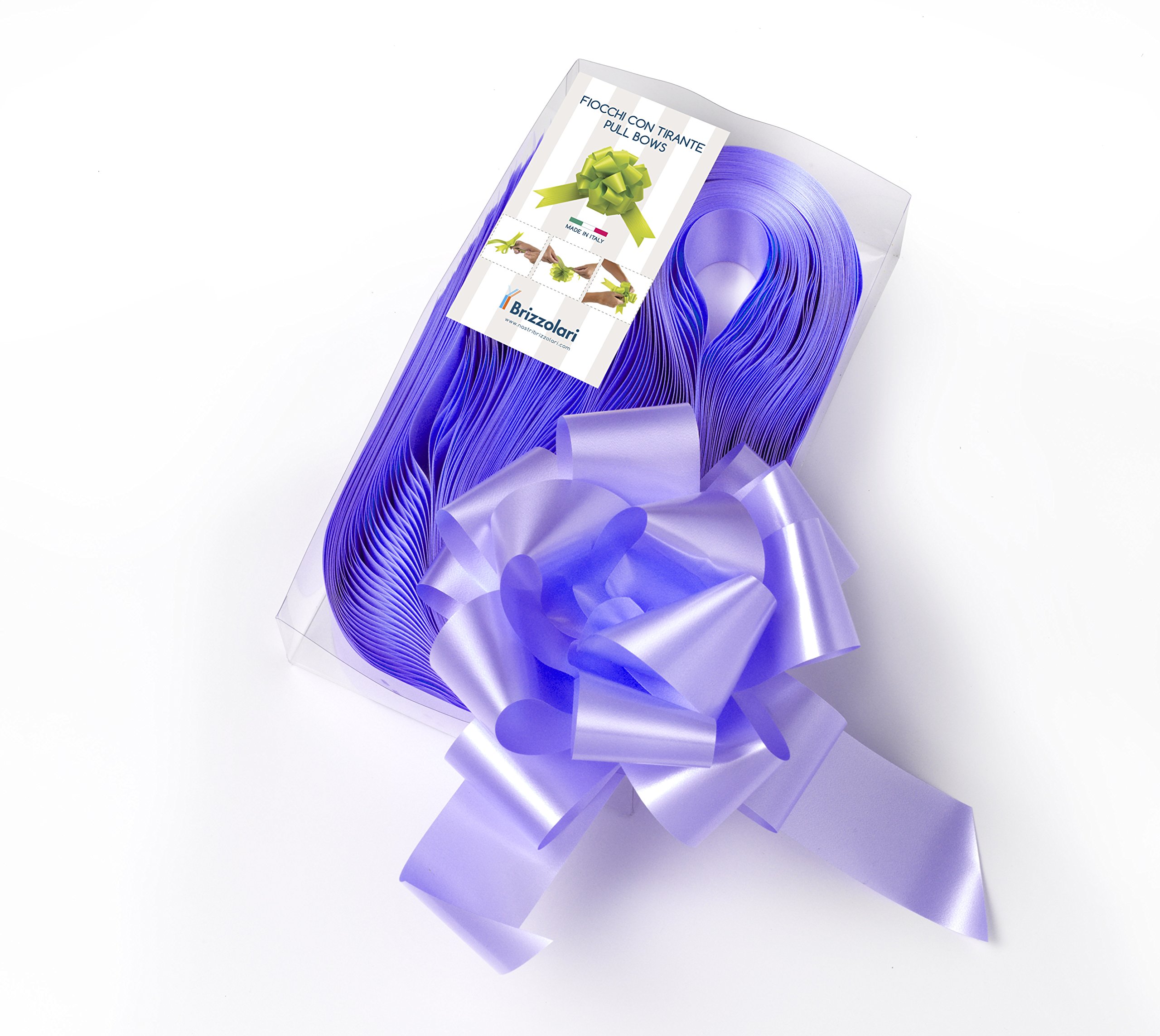 Brizzolari Pack of 50 Ribbons, 50 mm, Wedding Ceremonies, Lilac