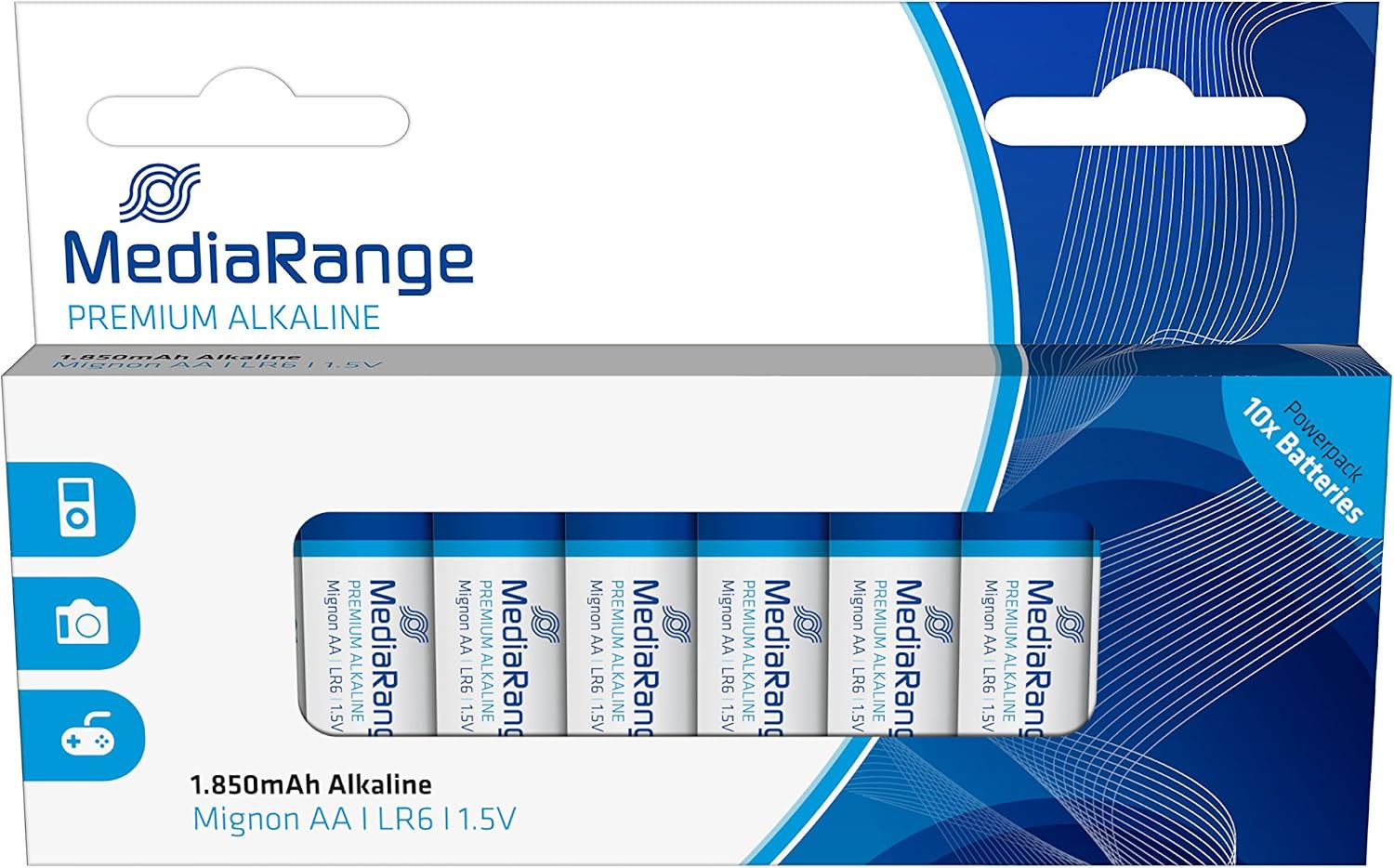 MediaRange Premium battery - AA - Alkaline x 10, blue/white, Pack 10