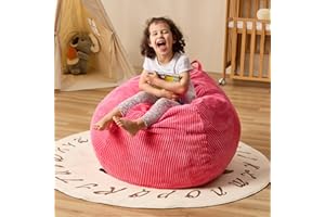 Cansunna Bean Bag Chairs Teardrop Bean Bag Chair Beanbag Chair with Memory Foam Filled Machine Washable Cover for Living Room, Bedroom (Small,Pink)