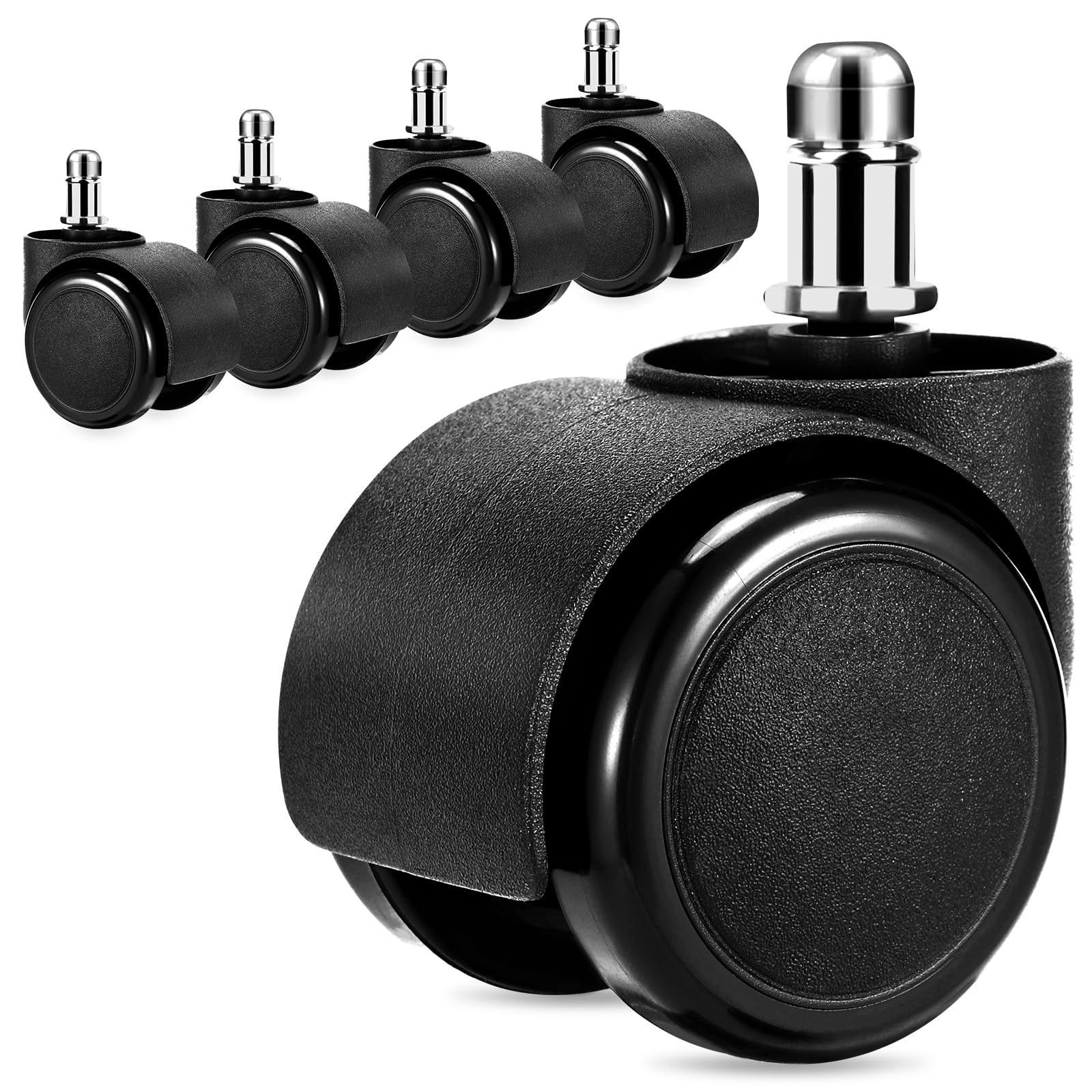 Photo 1 of 2 Inch Office Chair Casters Heavy Duty, 5 pcs Chair Wheel, Mute Rubber Rotating Desk Chair Caster Wheels for All Floor, Incredibly Smooth & Quiet Casters, Universal Standard Stem Size Fits 99%