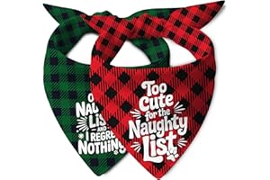 ZAMOUK Christmas Dog Bandanas, Funny Christmas Scarf for Medium Large Dogs, Double Sided for Pets Holiday Decor, 2-Pack