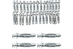 Runseaway 30Pcs M4x32mm Heavy Duty Zinc Plated Steel Molly Bolt Hollow Drive Wall Anchor Screws for Drywall, Plaster, and Tile, Ideal for Home and Professional Use