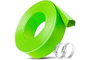 Jin&Bao 2" Diameter Pool Backwash Hose 25FT with Clamp, Heavy Duty Weather and Burst Resistant Swimming Drainage Hoses, Flexible Lay Flat Discharge Tubing for Water Disposal (Green)