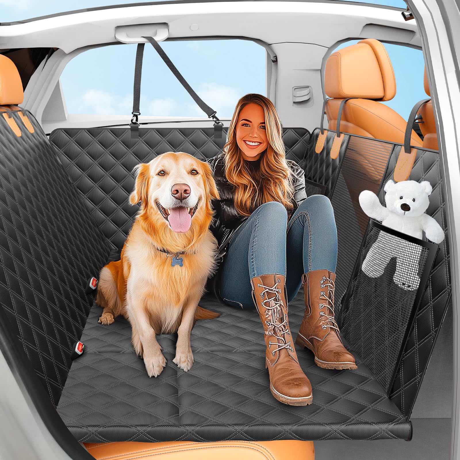 Photo 1 of Back Seat Extender for Dogs with Hard Bottom/Large Space, Waterproof Dog Car Seat Cover Holds 400lbs, Sturdy Nonslip Pet Backseat Hammock for Cars/SUV