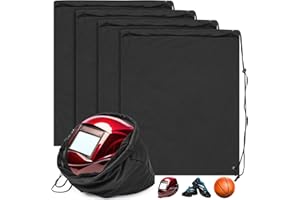 Yeyeplum 4 Pcs Helmet Bag Welding Motorcycle Hood Bag with Drawstring Locking, Microfiber Large Lightweight for Football Hockey Ski Riding Racing Snowmobile Bicycle Bike Helmet Storage (Black)