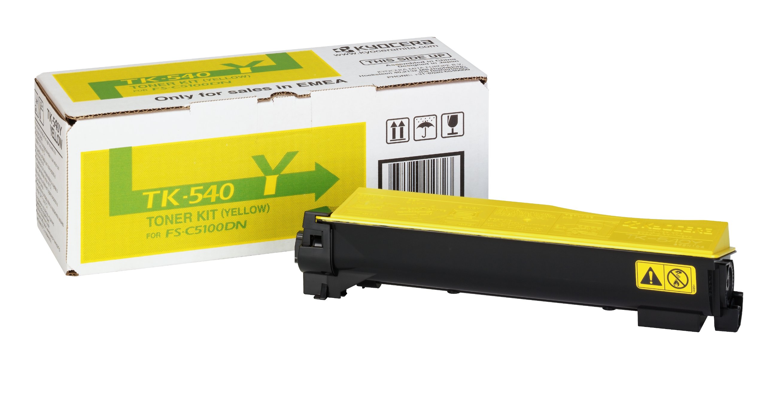 Kyocera TK-540Y Toner Yellow, Original Premium Cartdrige 1T02HLAEU0. Compatible ECOSYS FS-C5100DN