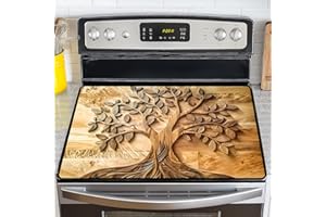 NYZE Stove Top Cover for Electric Stove,Glass Stove Top Cover, Heat Resistant Glass Cooktop Cover, Stovetop Protector, Kitchen Decor, Dish Drying Mats Cover for Ceramic Washer Top 28.5x20.5 inch