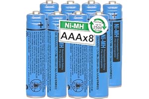 OSIM 8PCS BK-30AAABU Ni-MH AAA Rechargeable Batteries 300mah AAA Ni-MH Rechargeable Batteries 1.2V for Panasonic Cordless Phones, Remote Controls, Electronics