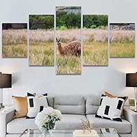 SIGNWIN 5 Panel Canvas Wall Art Modern Art Animals Cow Expressive Farmhouse/Country Multicolor Photography Sheep for Home Decorations Ready to Hang - 60