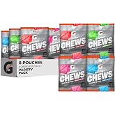 Gatorade Energy Chews, 4 Flavor Variety Pack, 1.06 oz Pouches, (8 Pack) | Caffeine Free, B12, 100 Calorie Pouches