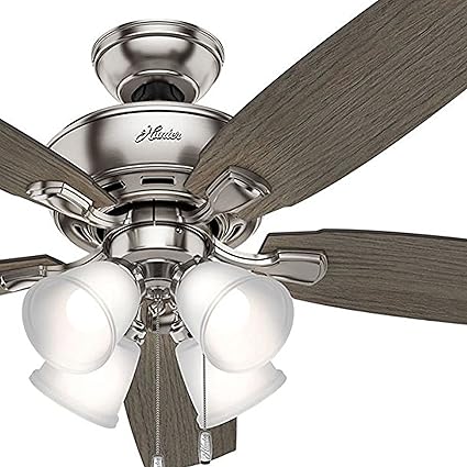 Ceiling Fan With Light And Led Bulbs In Brushed Nickel Hunter Fan