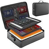 Fireproof Waterproof Document Bag with Lock - Mondoshop Portable Waterproof Document Organizer for Important File - Fire Proof Travel Storage Case with Zipper for Laptop, Passport, Certificates, Cards