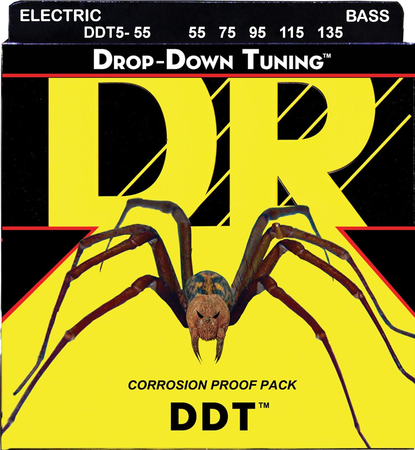 DR Strings DDT : Drop Down Tuning Bass Heavy 5's, Clear, 5-String(55-135)