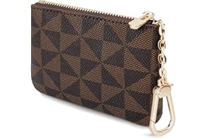 Veki Coin Purse Change Mini Purse Wallet With Key Chain Ring Zipper for Men Women Fashionable Bag Key Chain Pendant Leather Classic Clutch Purse(Brown)