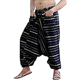 SARJANA HANDICRAFTS Men's Cotton Harem Genie Dance Yoga Alibaba Hippie Pants