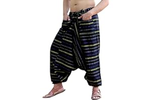 SARJANA HANDICRAFTS Men's Cotton Harem Genie Dance Yoga Alibaba Hippie Pants