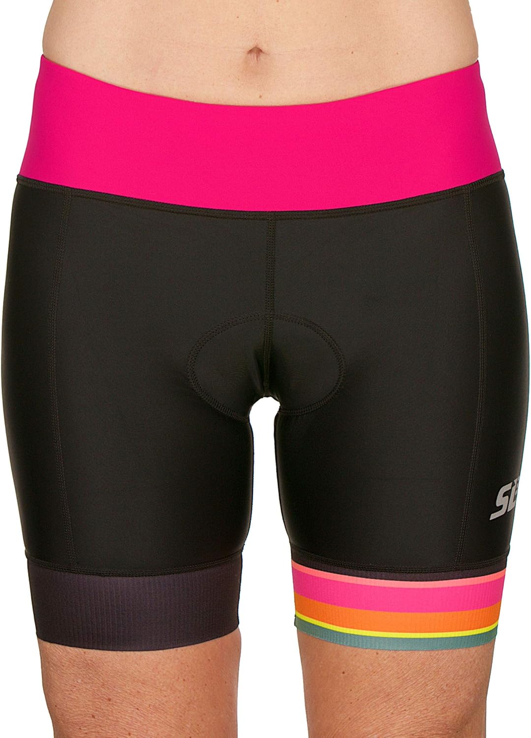 SLS3 Womens Tri Shorts Triathlon Shorts for Women 6 inch Black FRT