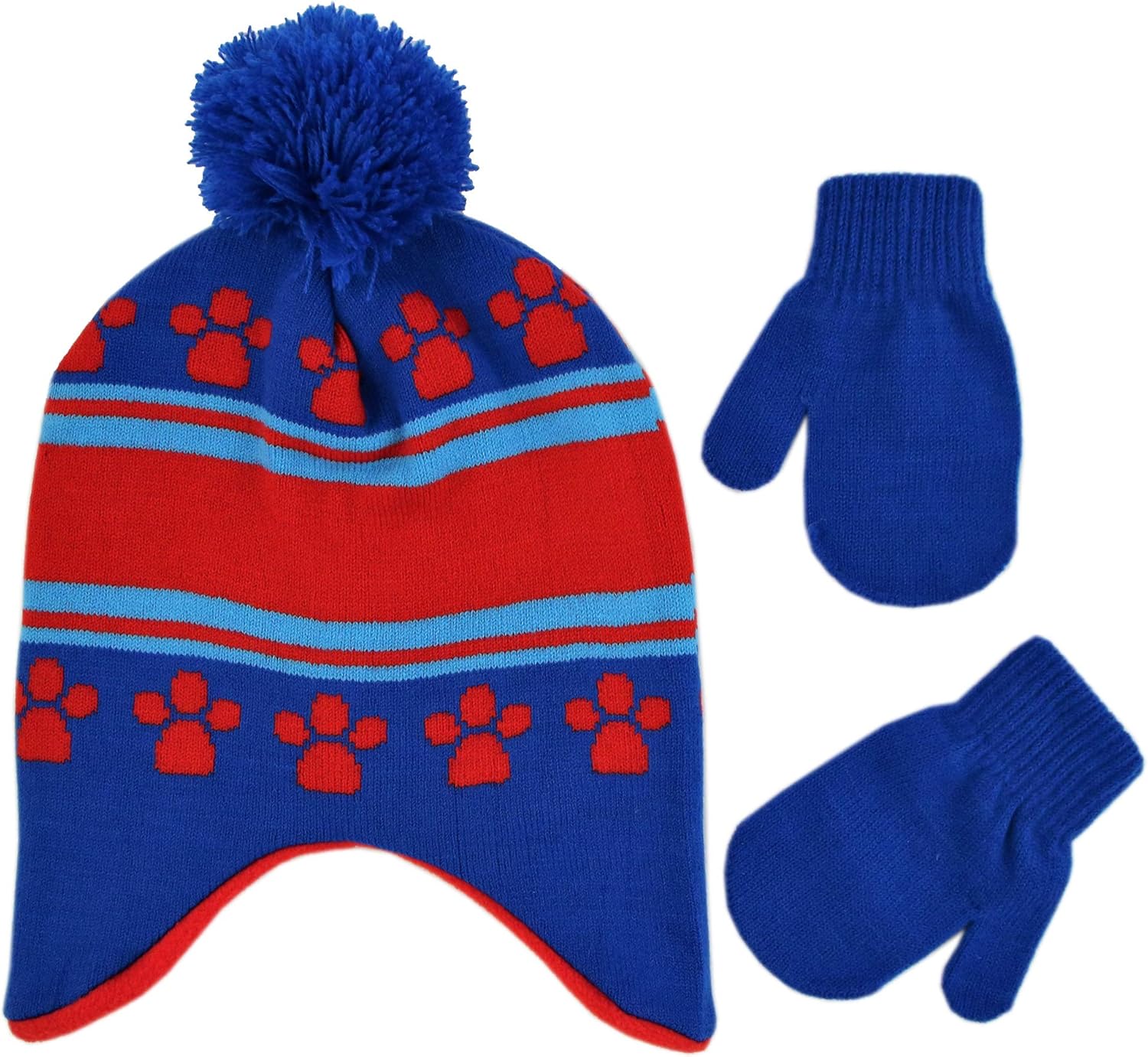 Nickelodeon Boys Winter Hat Set, Paw Patrol's Marshall, Chase and Rubble Toddler Beanie and Mittens for Kids Age 2-4: Clothing